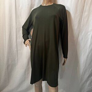 Eileen Fisher Dark Green SZ S/P high low Long Sleeve Dress NWT